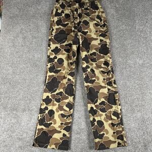 Vtg Columbia Pants Mens M Duck Frog Camouflage Zip Up Pull On Nylon Canvas